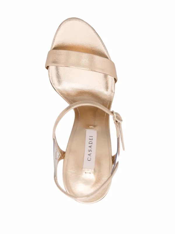 サンダル・ミュール CASADEI 1L318J1001C26591301 Sandals Golden Casadei metallic-effect Heeled Leather Sandals | Gold | FARFETCH