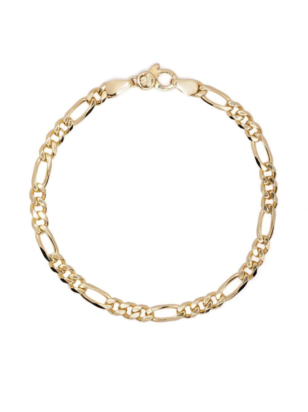 TOM WOOD 9KT YELLOW GOLD STERLING SILVER FIGARO CHAIN BRACELET