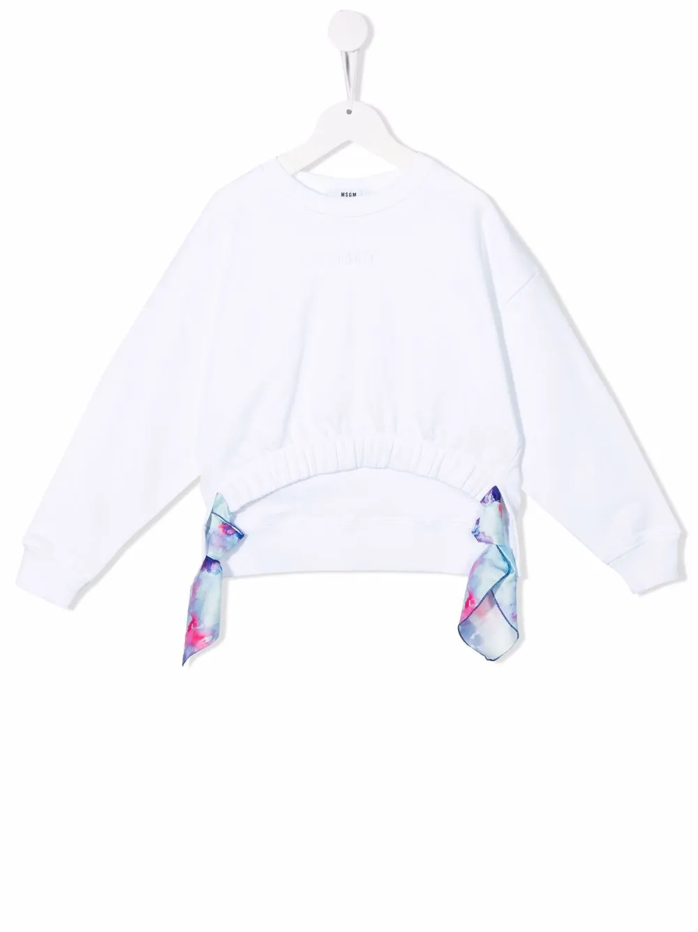 

MSGM Kids sudadera con logo y moño en los laterales - Blanco