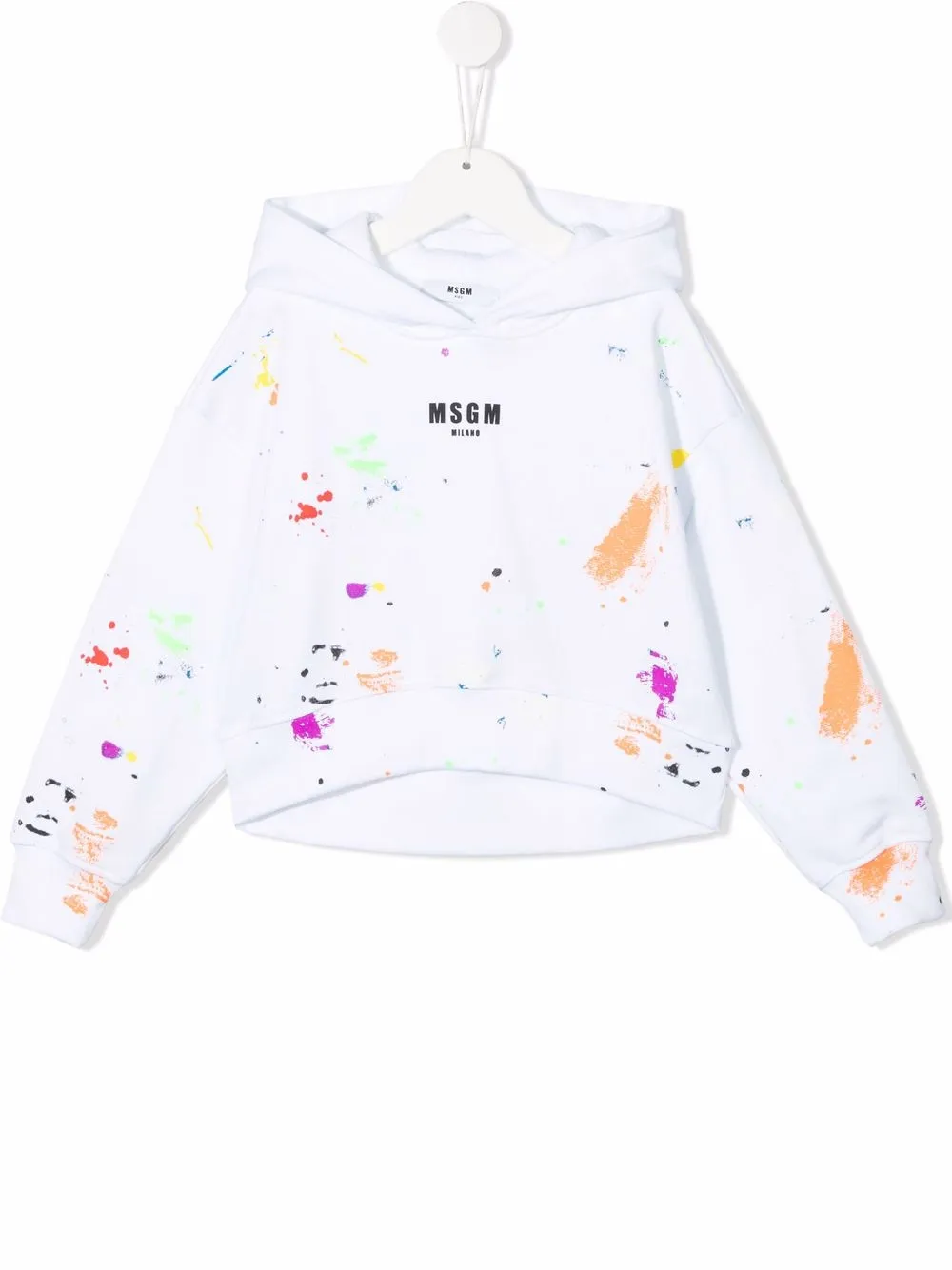 

MSGM Kids hoodie con estamopado de salpicaduras de pintura - Blanco