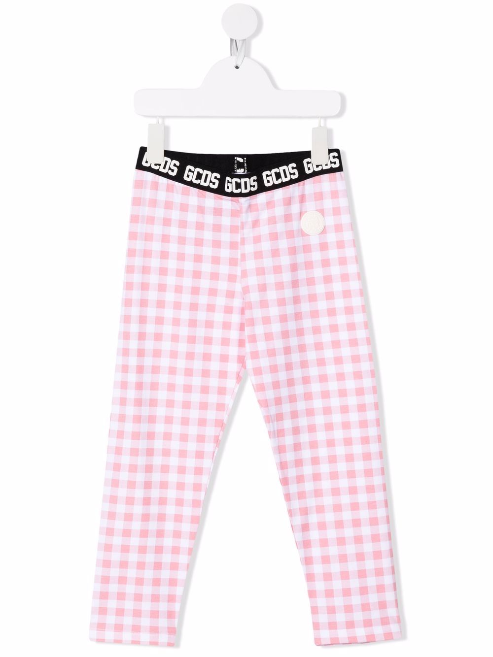 

Gcds Kids logo-print checked leggings - Pink