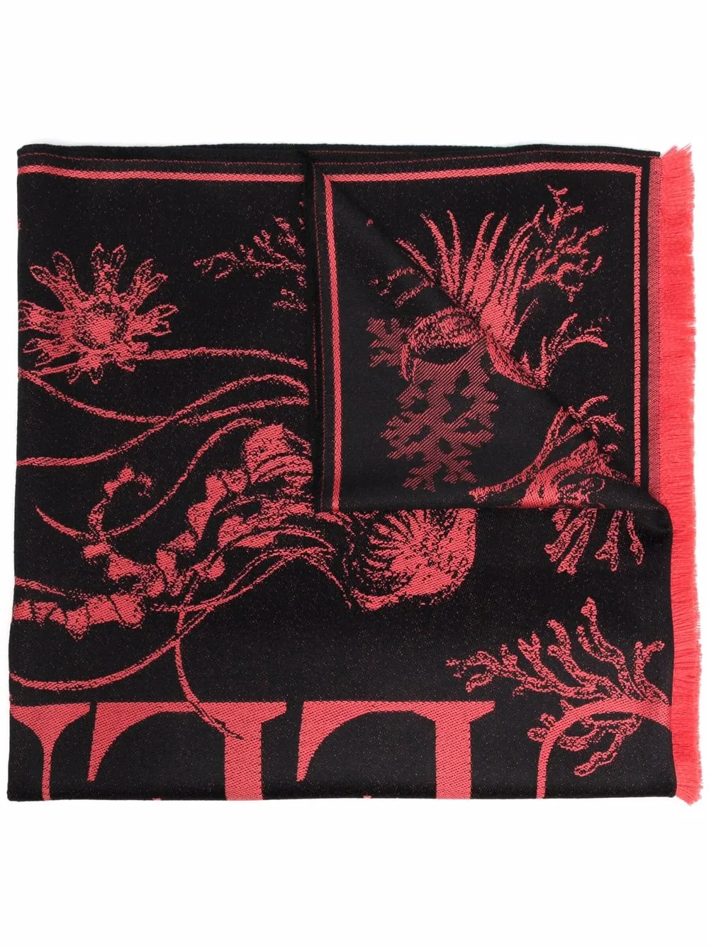 

Alexander McQueen sea life-jacquard scarf - Red