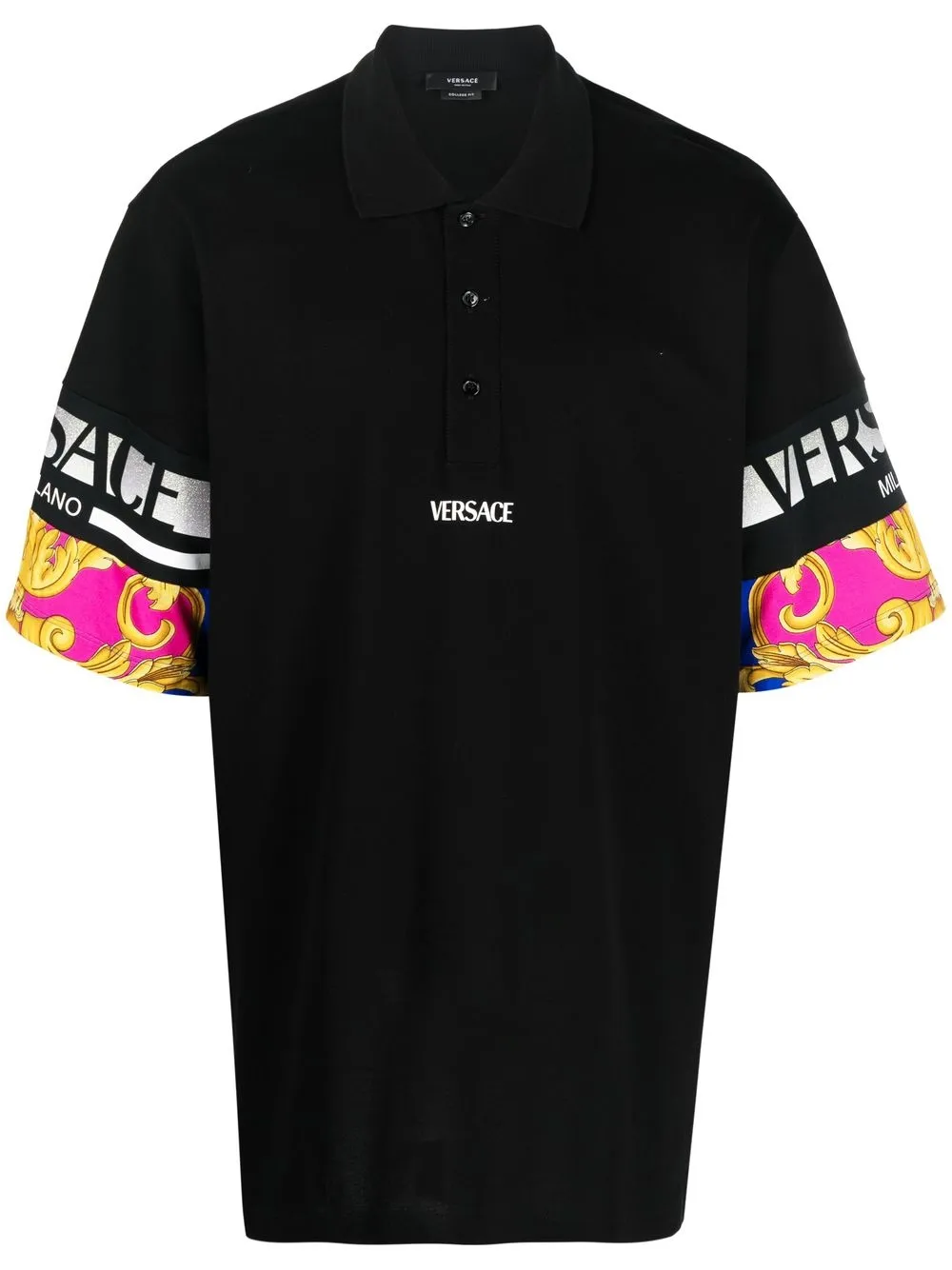 

Versace playera tipo polo con logo estampado - Negro