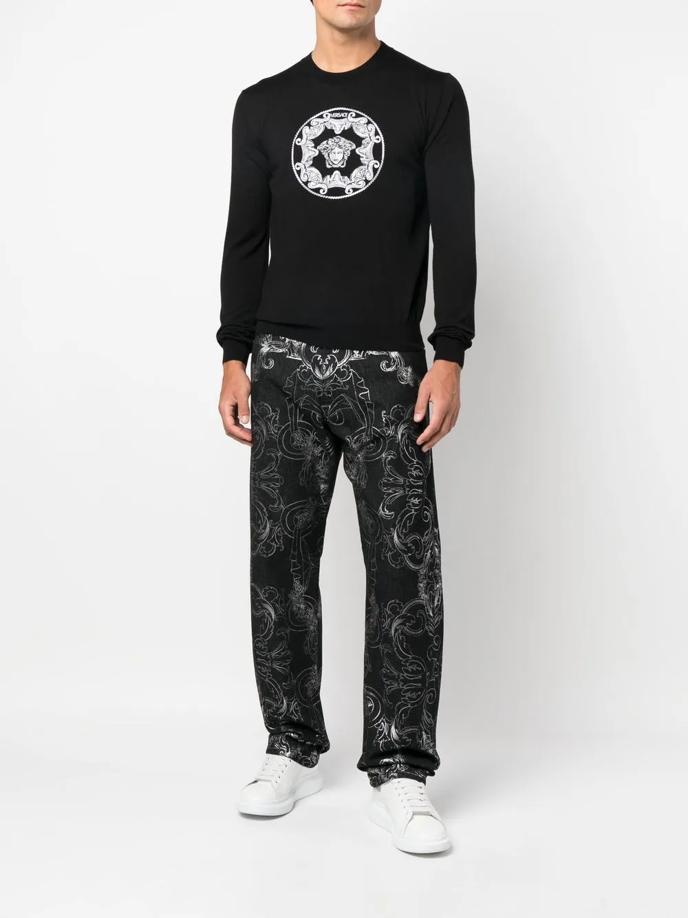 Versace Trui met Medusa print - Zwart