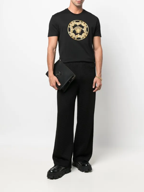 Tシャツ・カットソー Versace Black Cotton T-Shirt Versace logo-embellished Cotton T-shirt | Black | FARFETCH JO