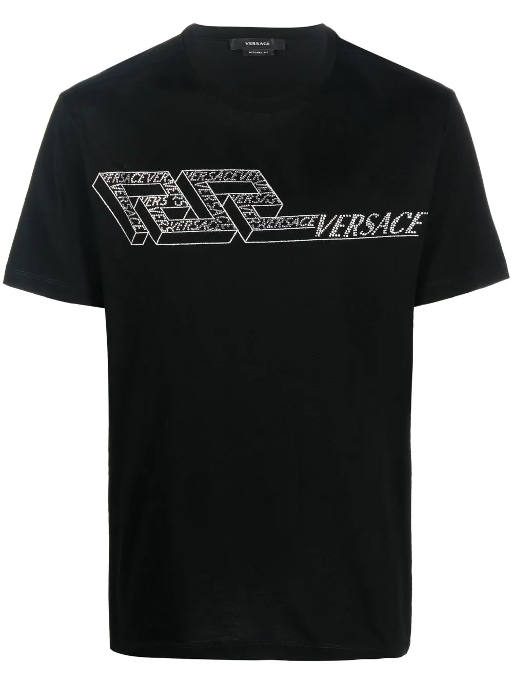 

Versace playera con logo y cristales - Negro