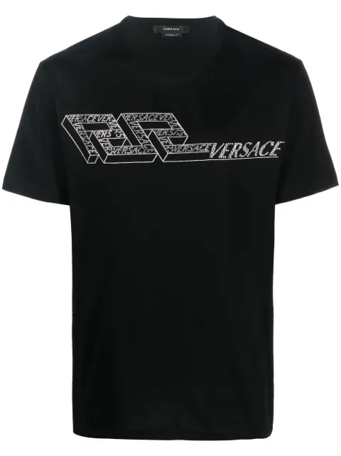 Versace crystal logo-embellished T-shirt