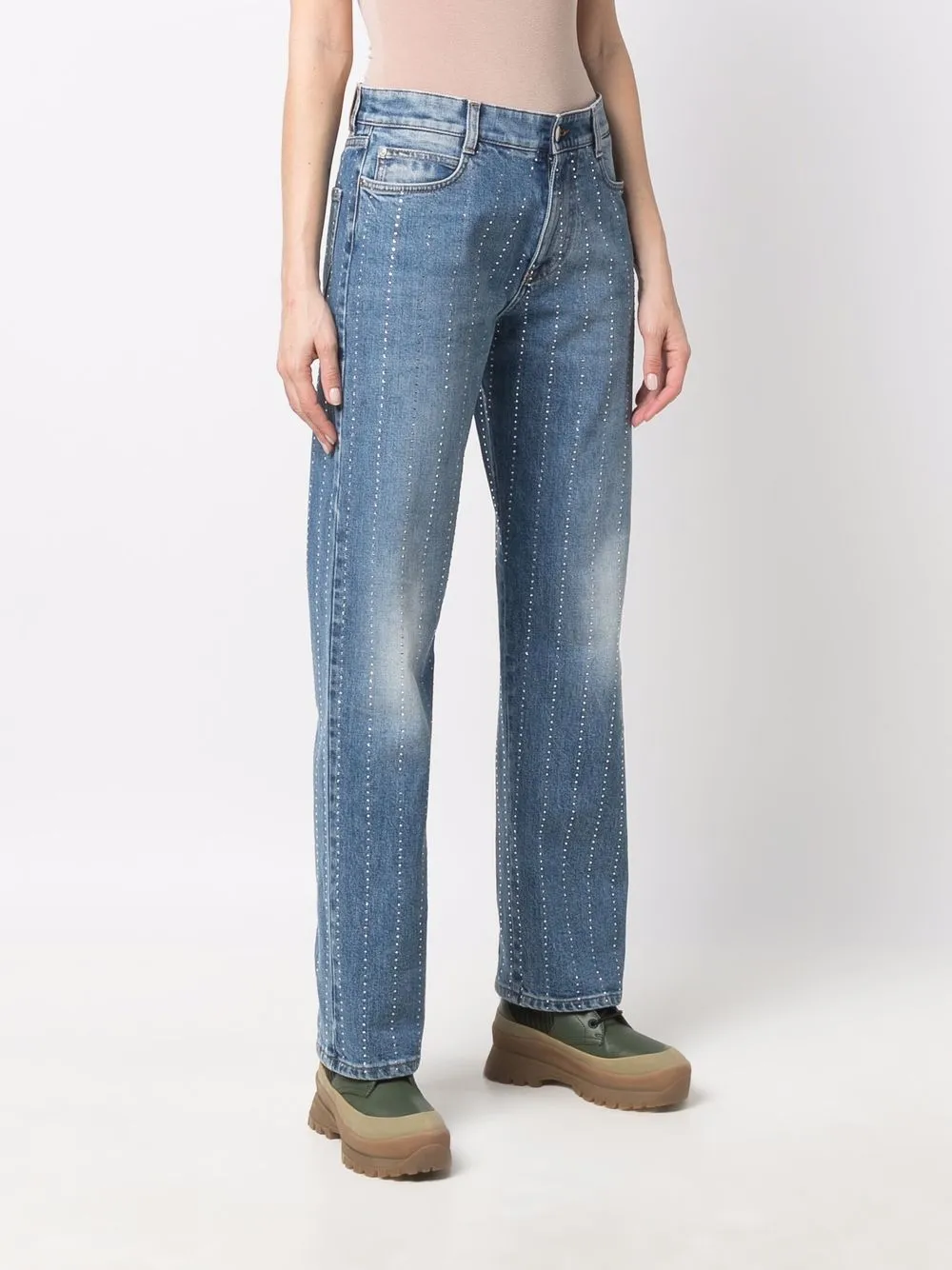 Affordable Stella McCartney rhinestone-embellished straight-leg jeans Women