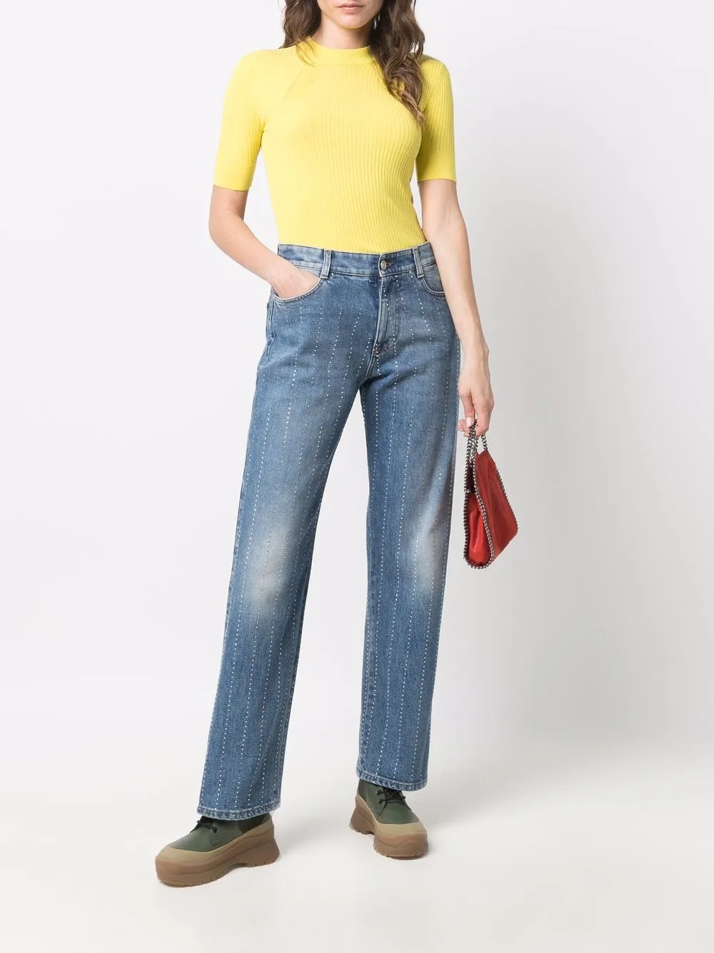 Affordable Stella McCartney rhinestone-embellished straight-leg jeans Women