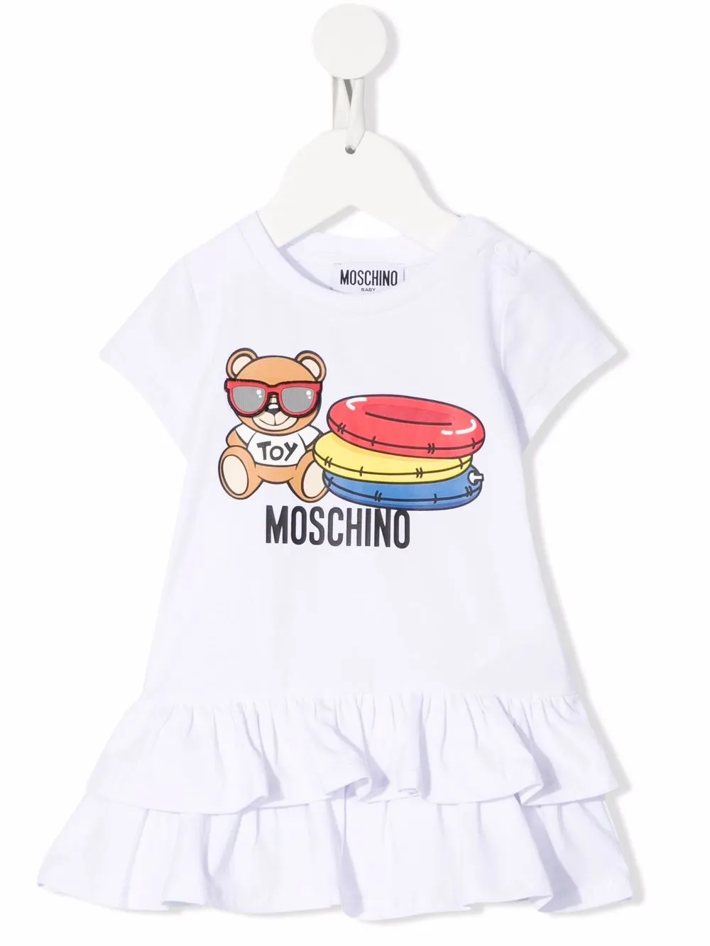 

Moschino Kids ruffled Teddy-print T-shirt dress - White