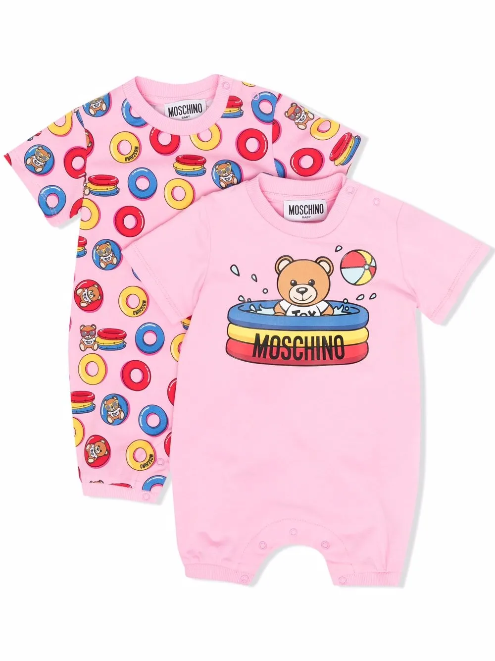 

Moschino Kids graphic-print babygrow set - Pink