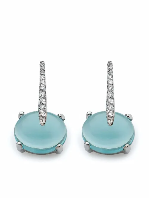 Boucles d'oreilles Sardinia en or blanc 18ct serties de diamants et topaze - MAVIADA - Modalova