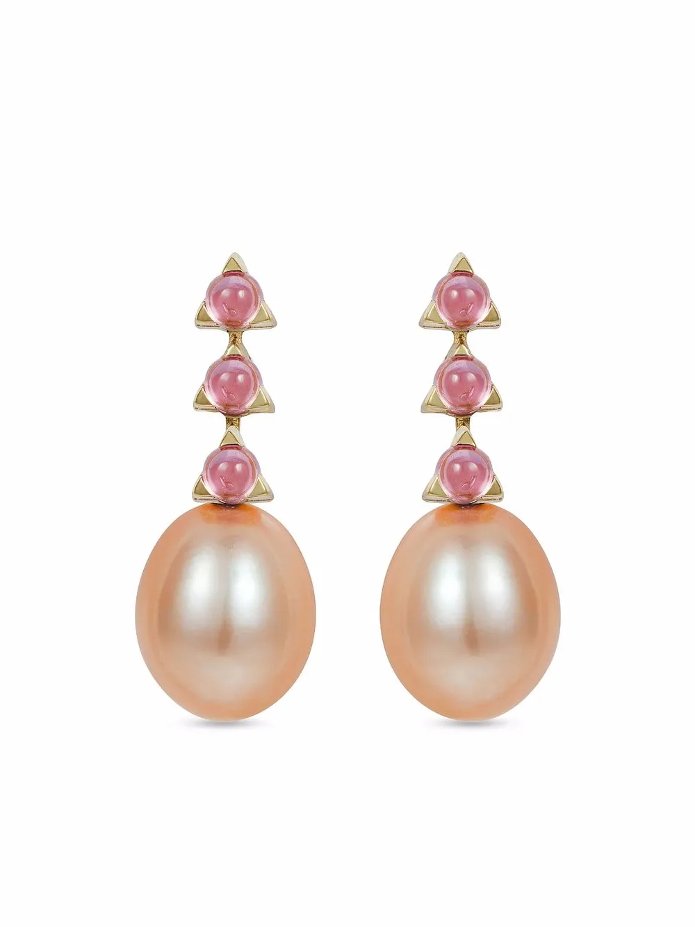 

MAVIADA aretes 3 en oro amarillo de 18kt con perlas y gemas - Dorado