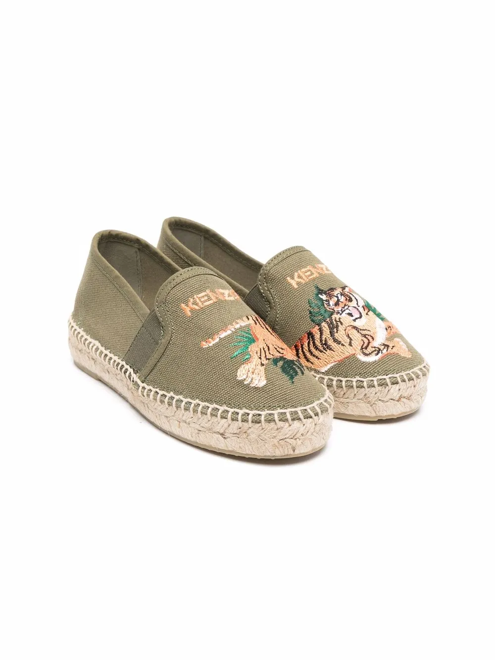 

Kenzo Kids alpargatas con tigre bordado - Verde