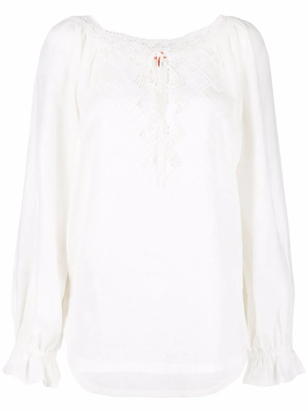 

Ermanno Scervino blusa con bordado inglés - Blanco