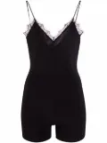 Alchemy x Lia Aram lace-trim romper - Black