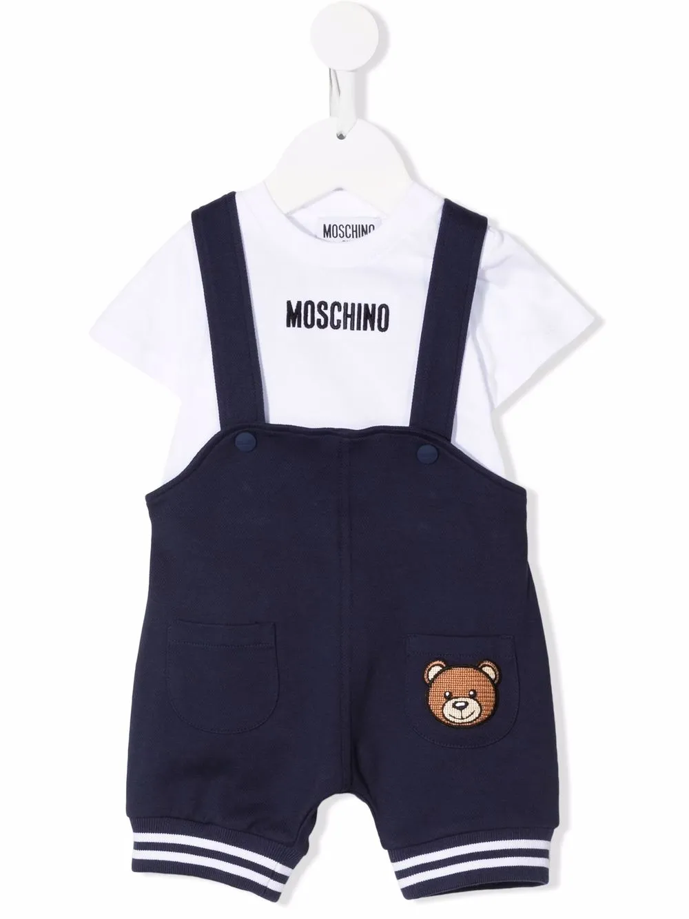 Moschino Kids overol con motivo Teddy Bear - Blanco