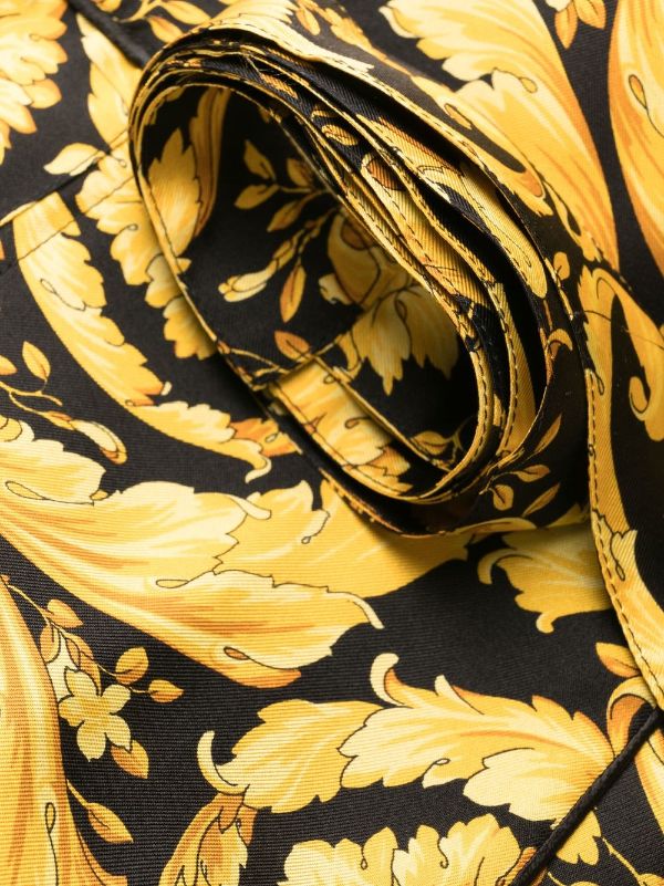 Versace Baroque pattern-print Silk Robe - Black