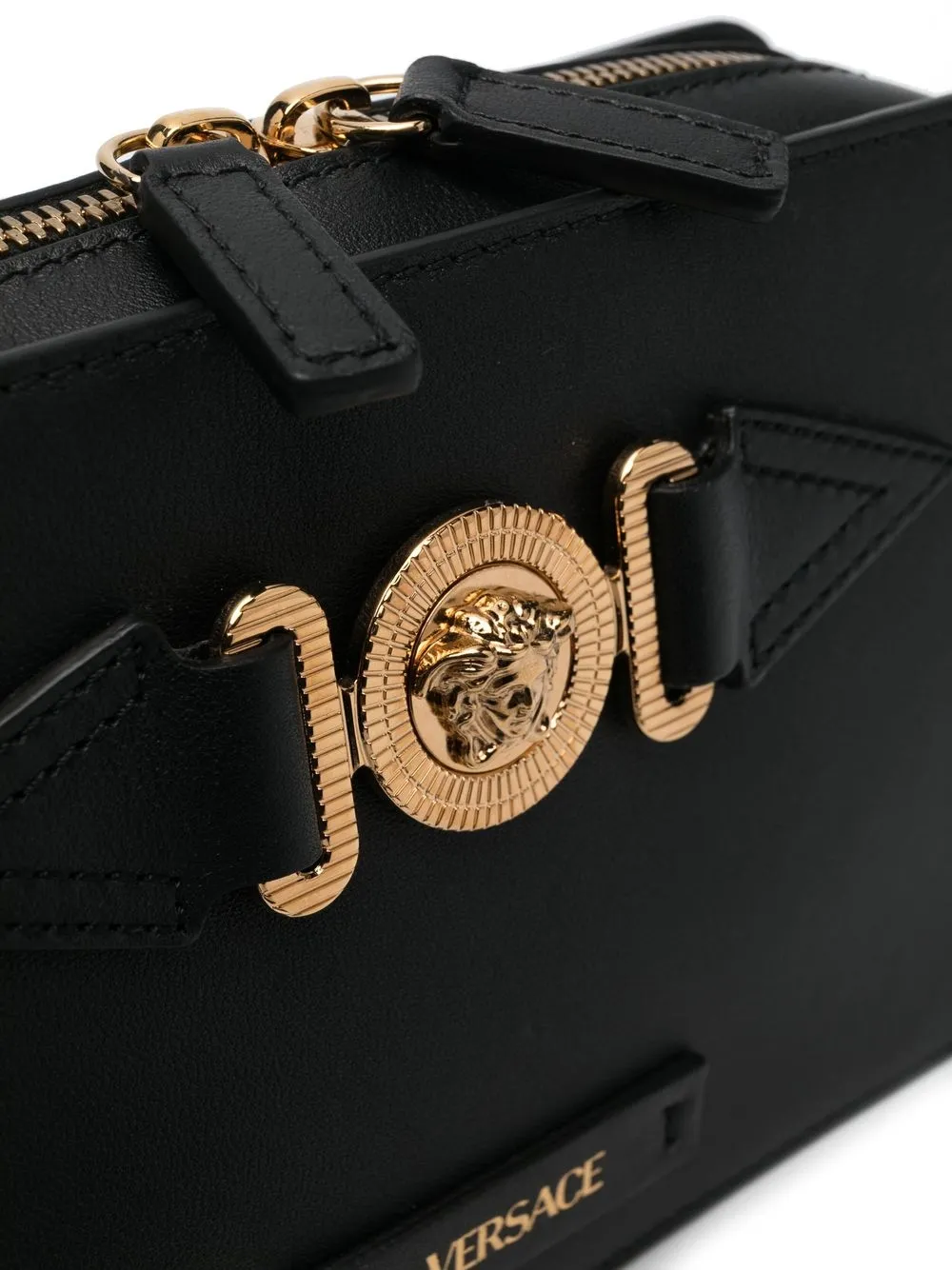 Shop Versace Medusa Biggie Messenger Bag In Black