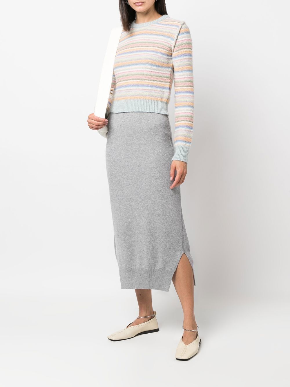 Shop Barrie High-waist Cashmere Maxi Skirt In Grey