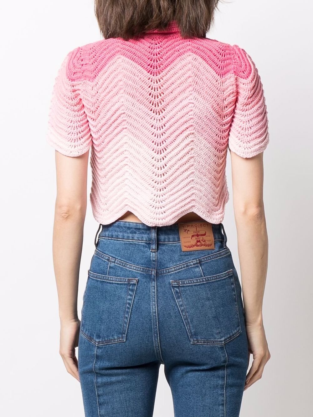 фото Casablanca crochet-knit gradient-effect cropped polo top