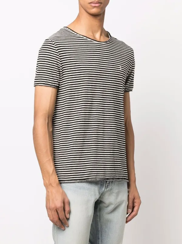 Saint Laurent logo-embroidered Striped T-shirt - Farfetch