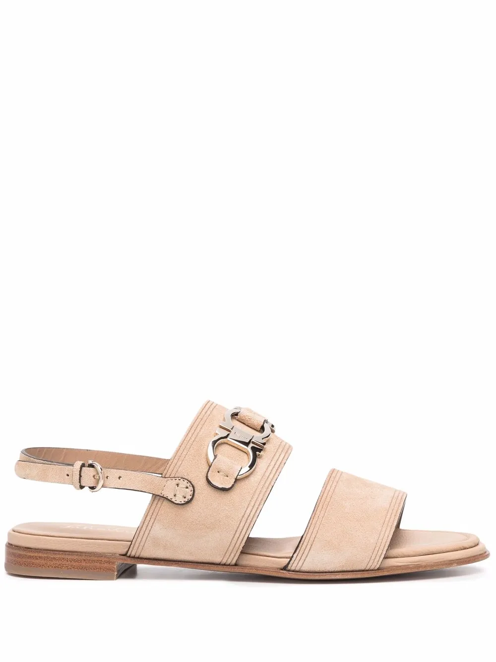 

Ferragamo Gancini-buckle suede sandals - Neutrals