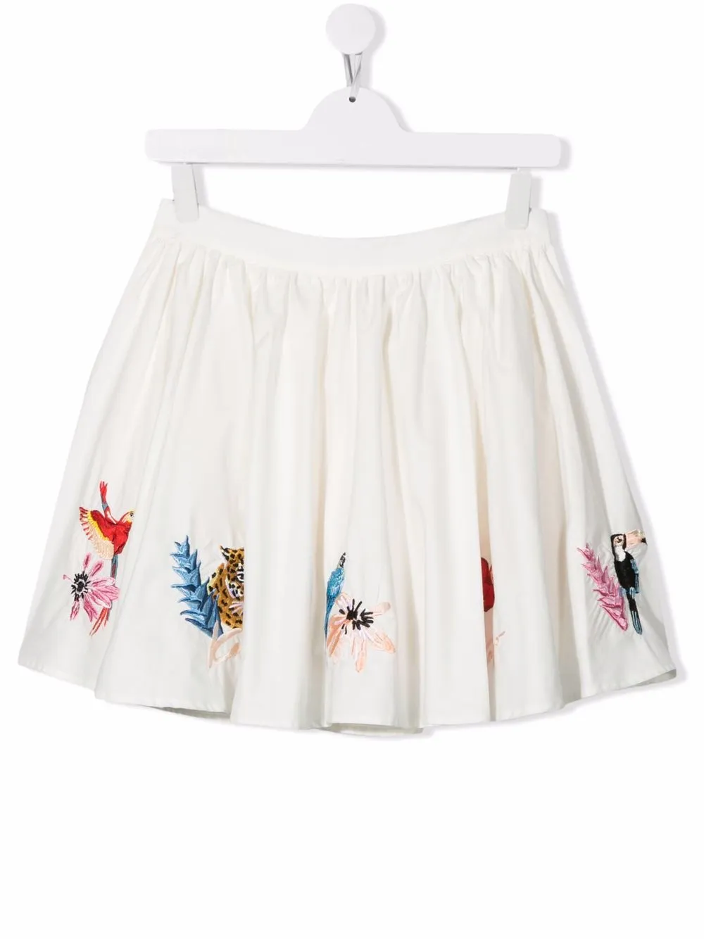 

Kenzo Kids bird-embroidered flared skirt - White