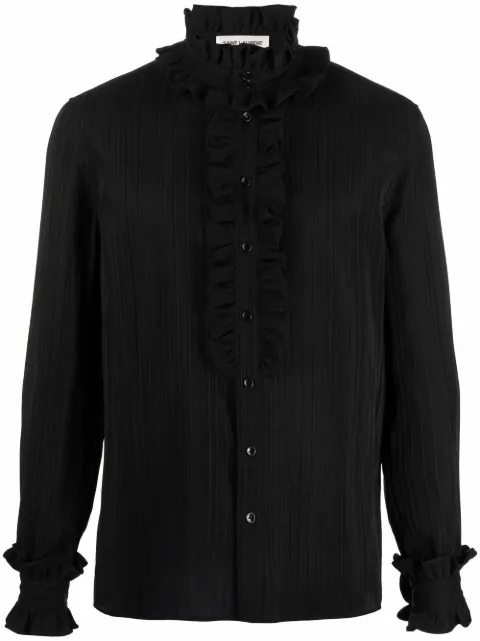 Saint Laurent ruffled detailing silk shirt