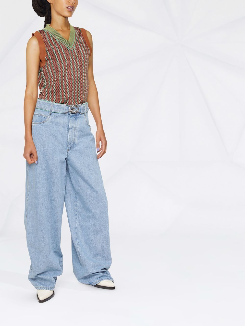 фото Bottega veneta belted high-waisted wide-leg jeans