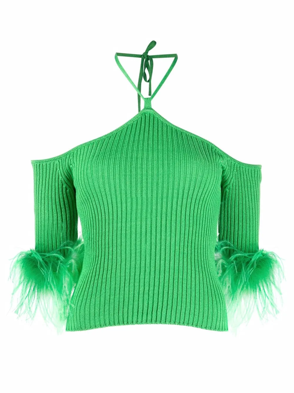 Giuseppe Di Morabito ribbed-knit ostrich-feather top