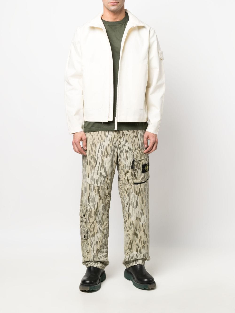 Stone Island Compass-patch funnel-neck jacket - Beige