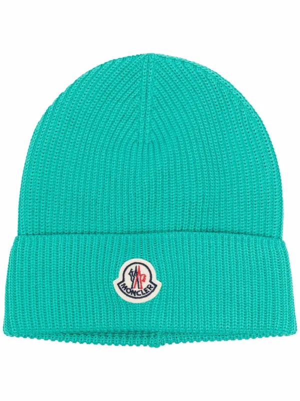 Moncler ribbed-knit logo-patch beanie 