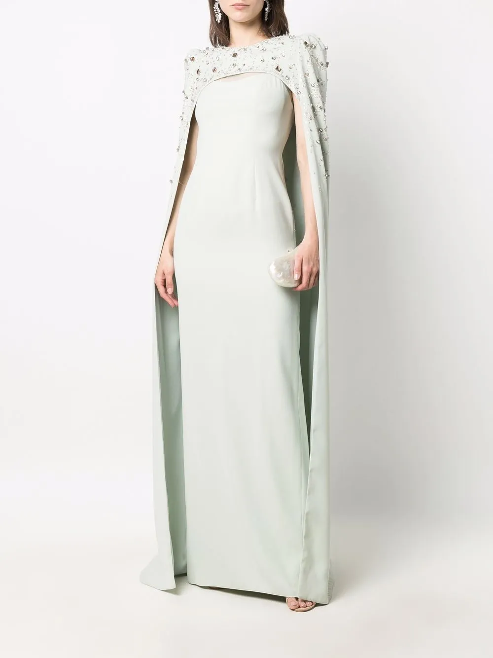 Jenny Packham Avondjurk verfraaid met kristallen - Groen