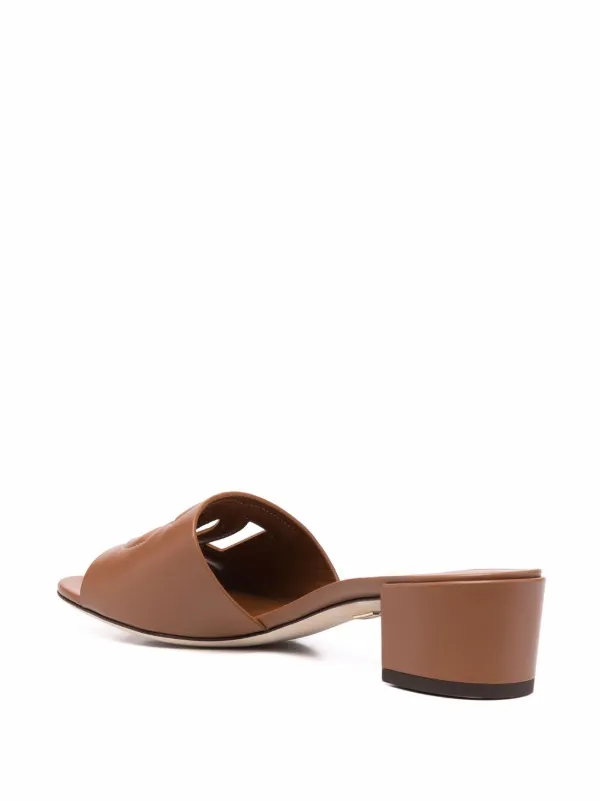 最後の1点【DOLCE&GABBANA】ミュール女性★送料関税無料★ Dolce & Gabbana 40mm DG-logo Mules | Brown | FARFETCH