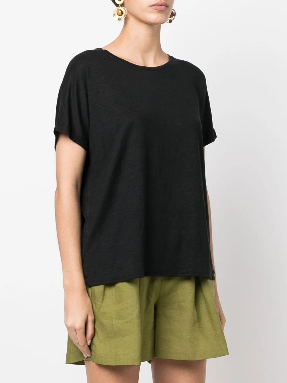 Majestic Filatures T-shirt met ronde hals Zwart