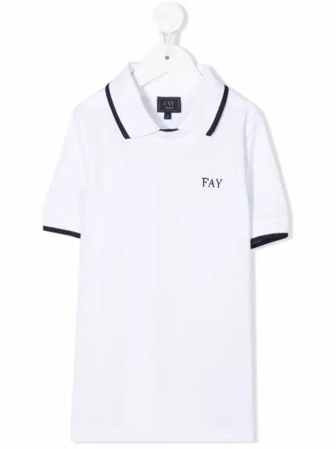 Fay Kids Camisa polo mangas curtas com logo bordado 