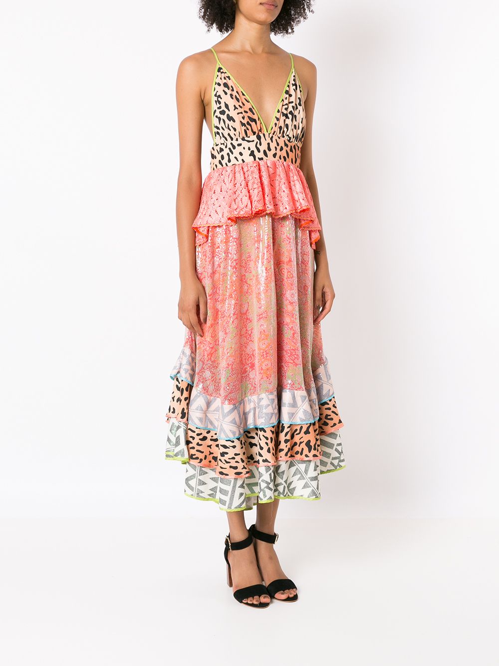 Shop Olympiah Multi-print Tiered Ruffle Dress In Multicolour