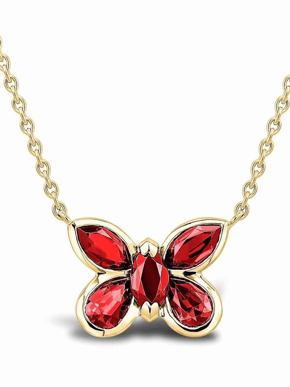 Image 1 of Pragnell 18kt yellow gold ruby butterfly pendant necklace