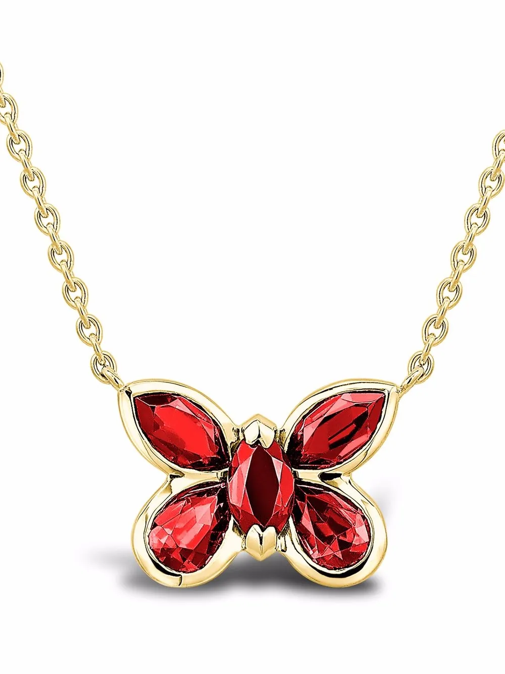 Image 1 of Pragnell 18kt yellow gold ruby butterfly pendant necklace