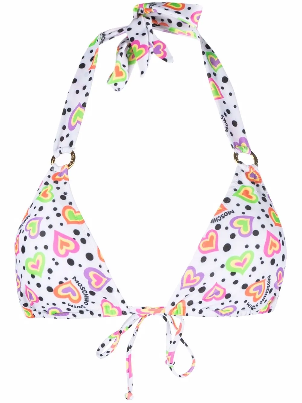 heart-print triangle bikini top