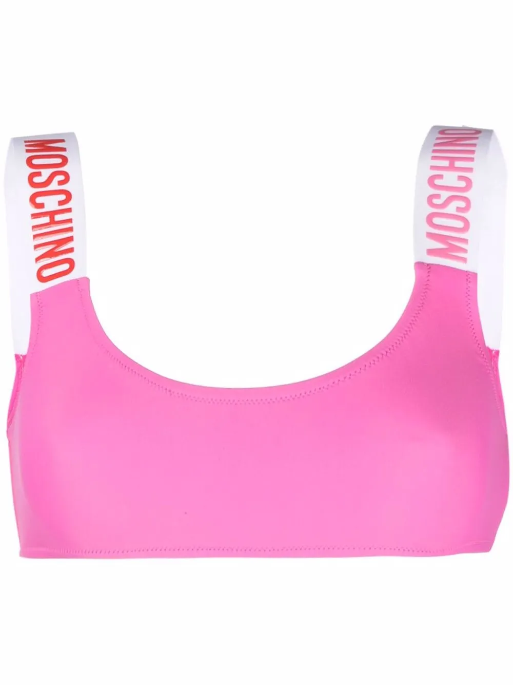 

Moschino top de bikini con logo en relieve - Rosado