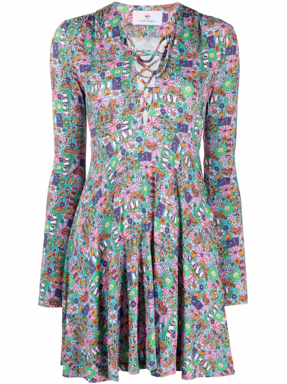 

Chiara Ferragni vestido corto con estampado floral - Azul