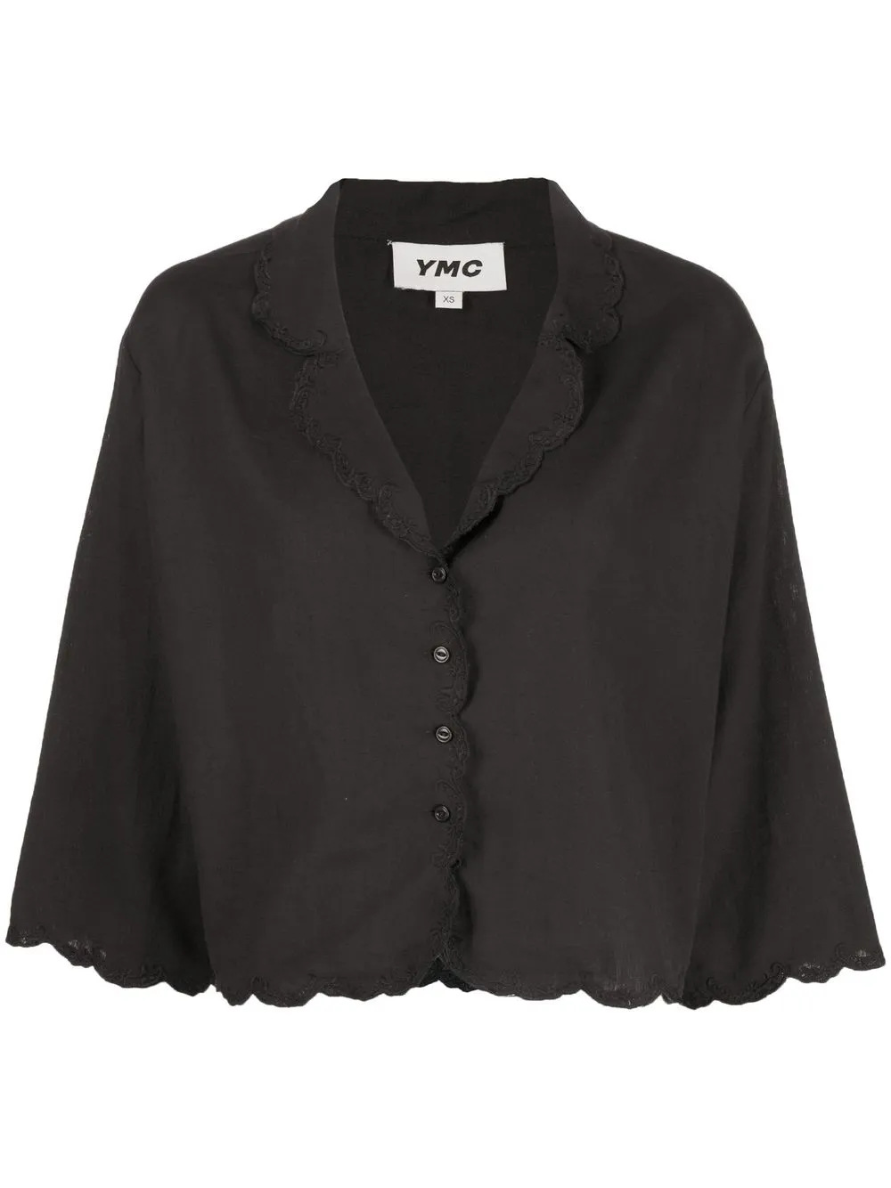 

YMC scallop-hem cropped blouse - Black