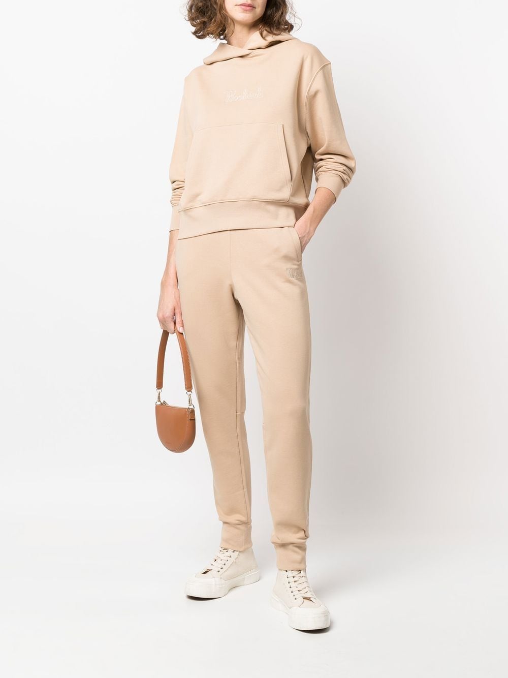 Shop Woolrich Logo-embroidered Drawstring Track Pants In Nude