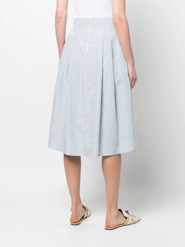 スカート WOOLRICH Women Long Skirts CFWWSK0021FRUT1509 3989 Blue Woolrich Striped Poplin Skirt | Blue | FARFETCH