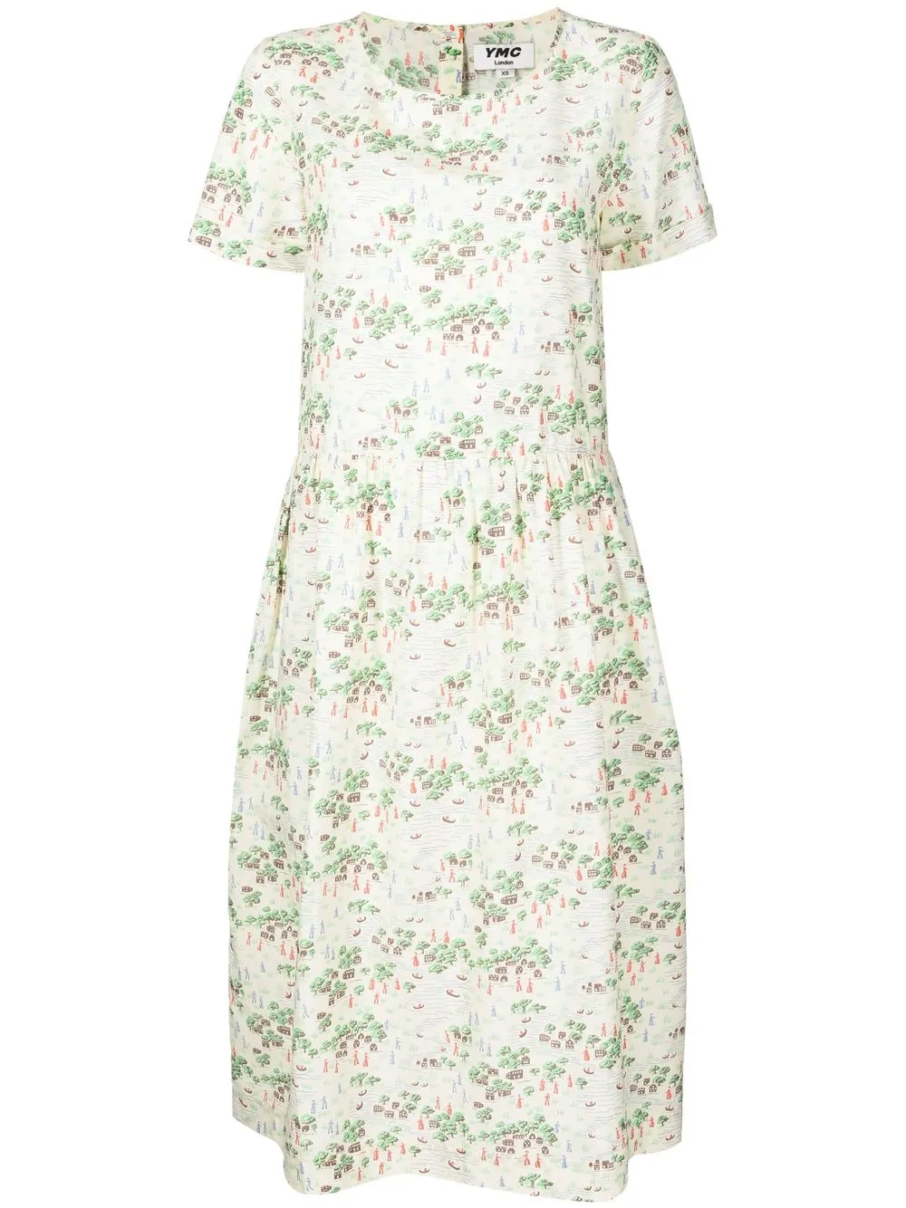 

YMC floral-print short-sleeved midi dress - Multicolour