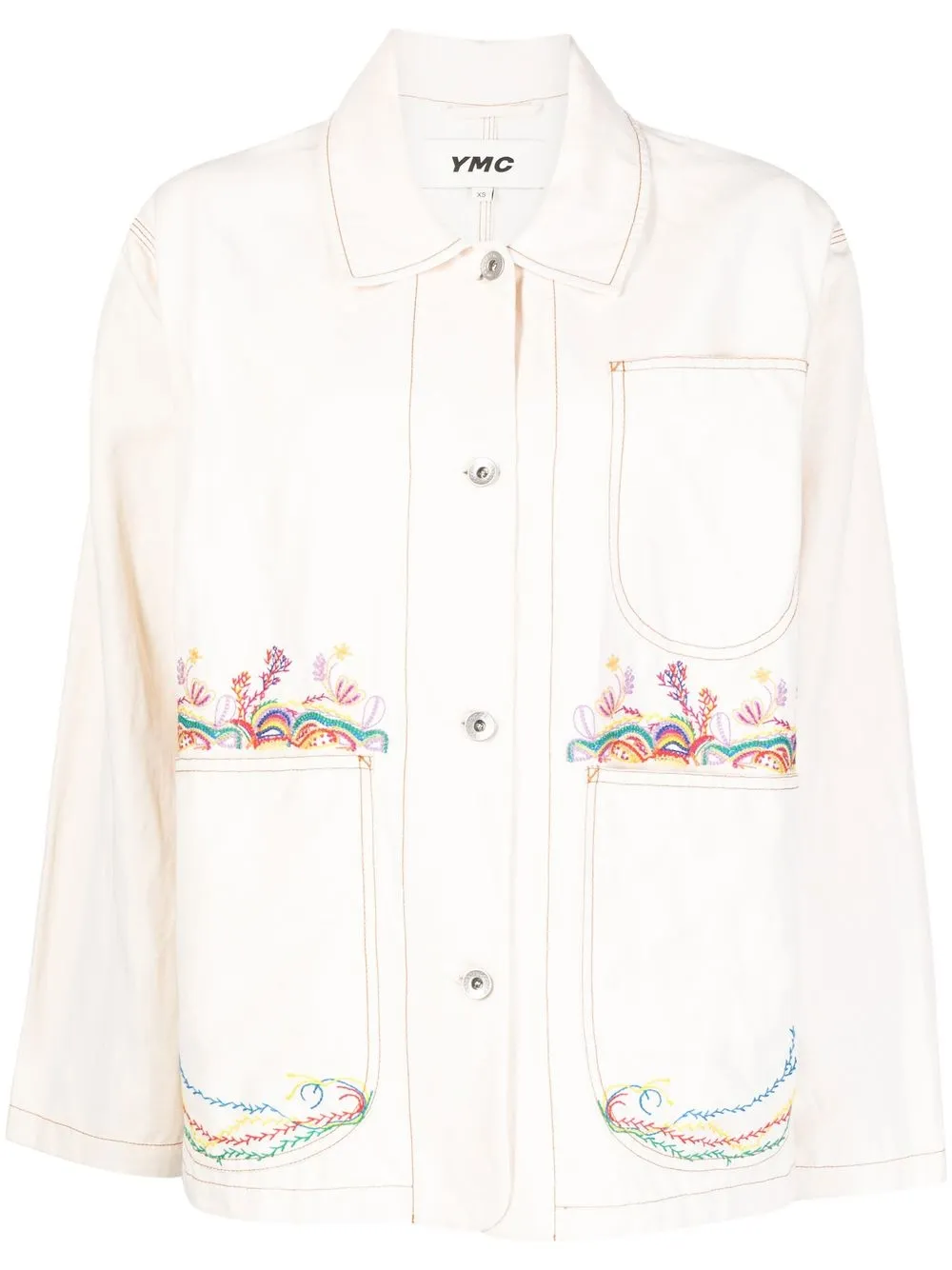 

YMC floral-print long-sleeve jacket - Yellow