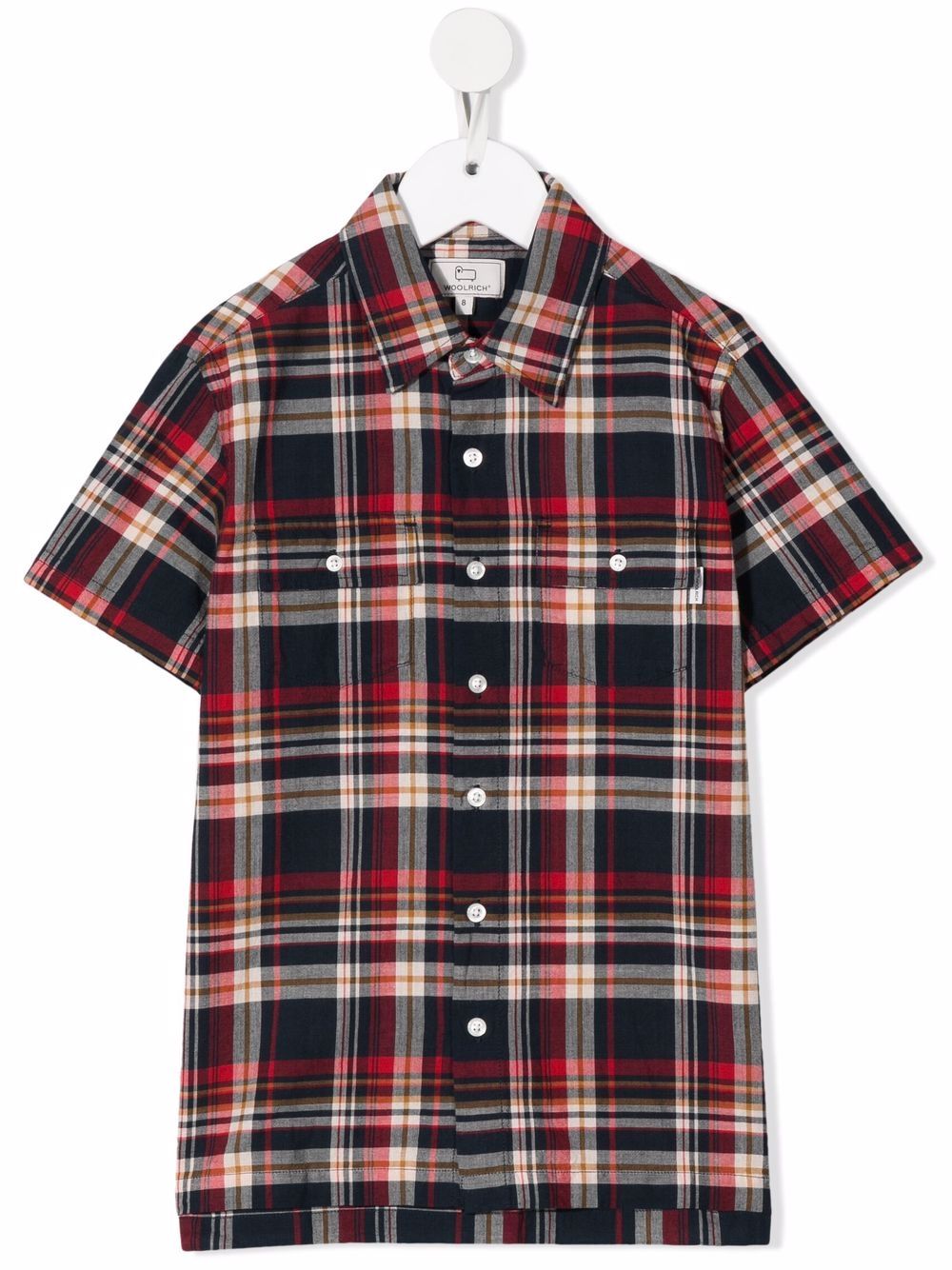 Woolrich Kids check-print organic-cotton shirt - Blue