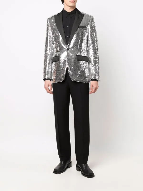 Men's silver hot sale sequin jacket